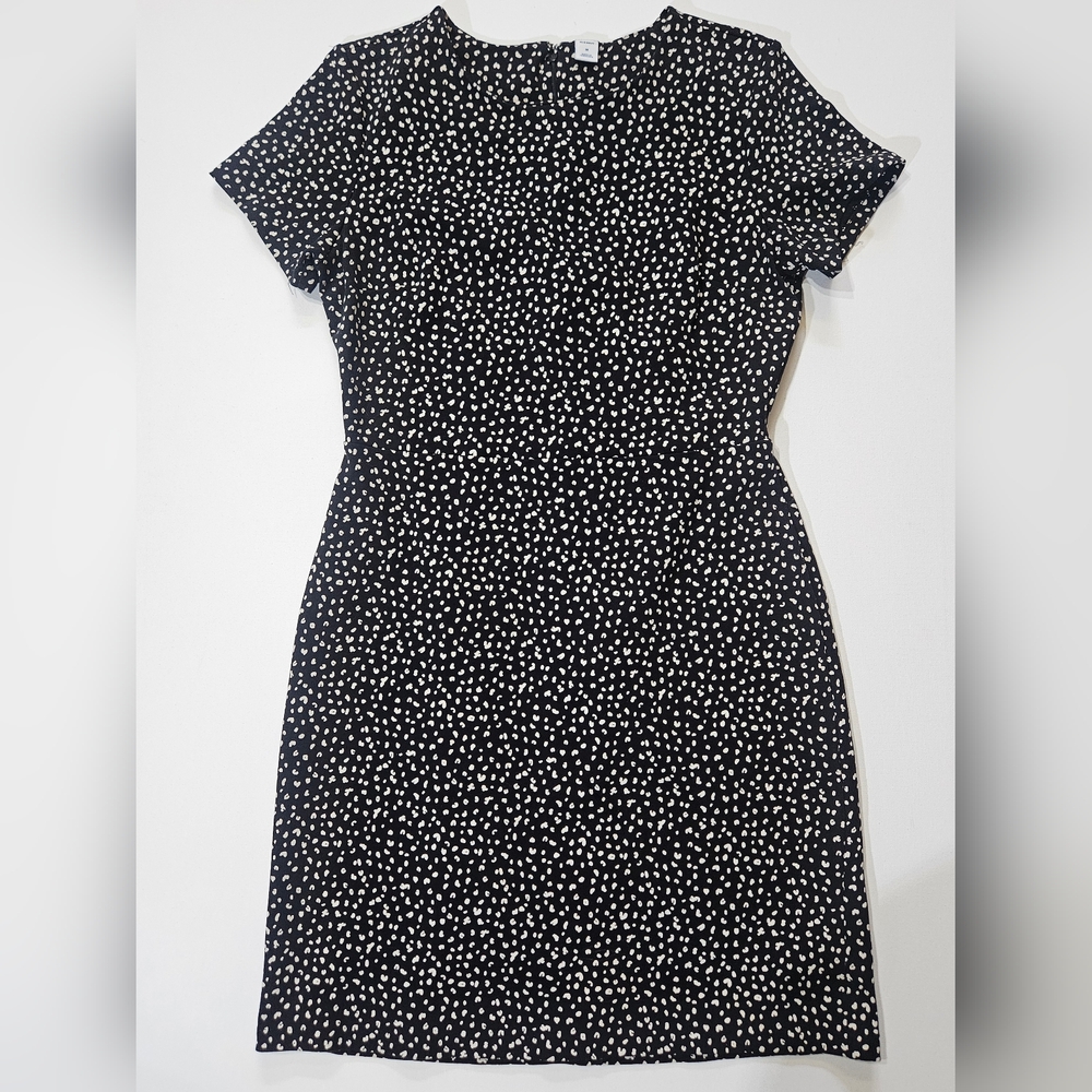 Old Navy Sheath Dress Womens Medium Black White Spotted Short Sleeve Event Wear